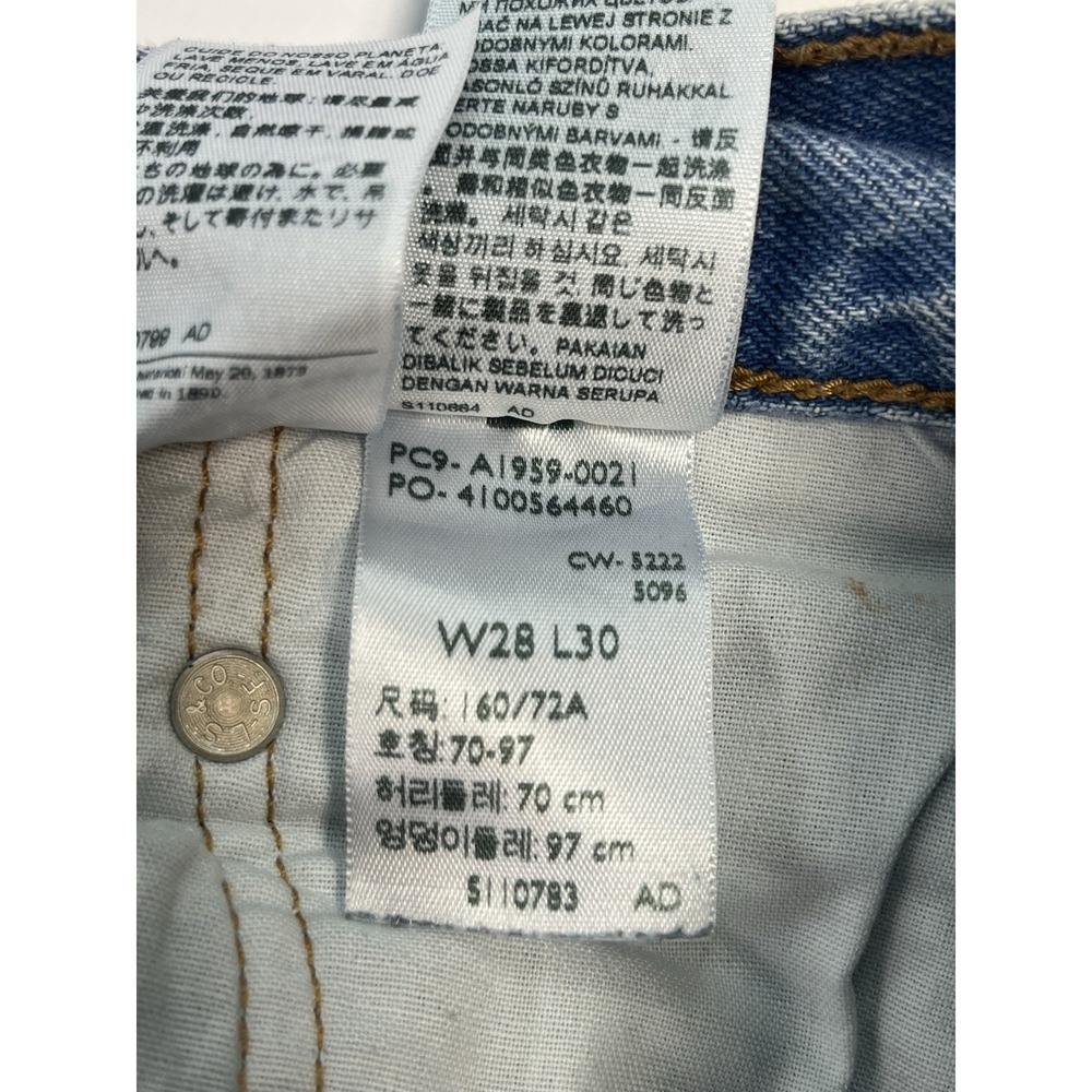 Levi's 501 93 Men Jeans 28x32 Light Blue Denim Big E Distressed Button Fly - Picture 10 of 10